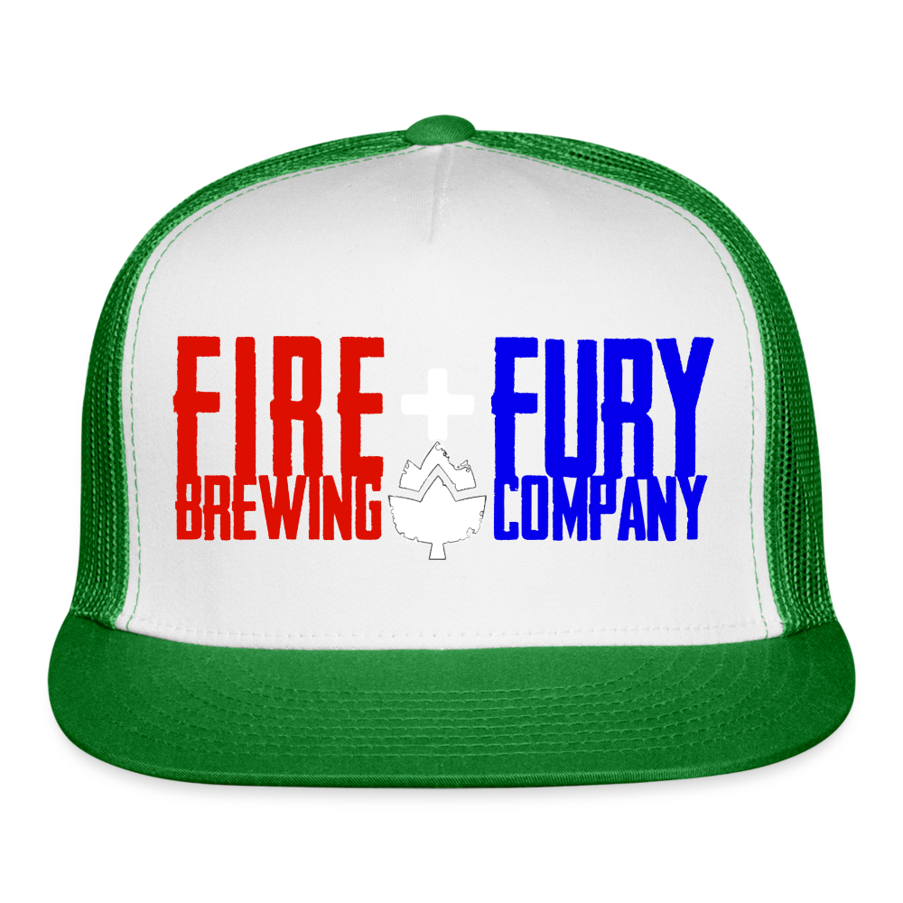 Fire + Fury Trucker Cap - white/kelly green