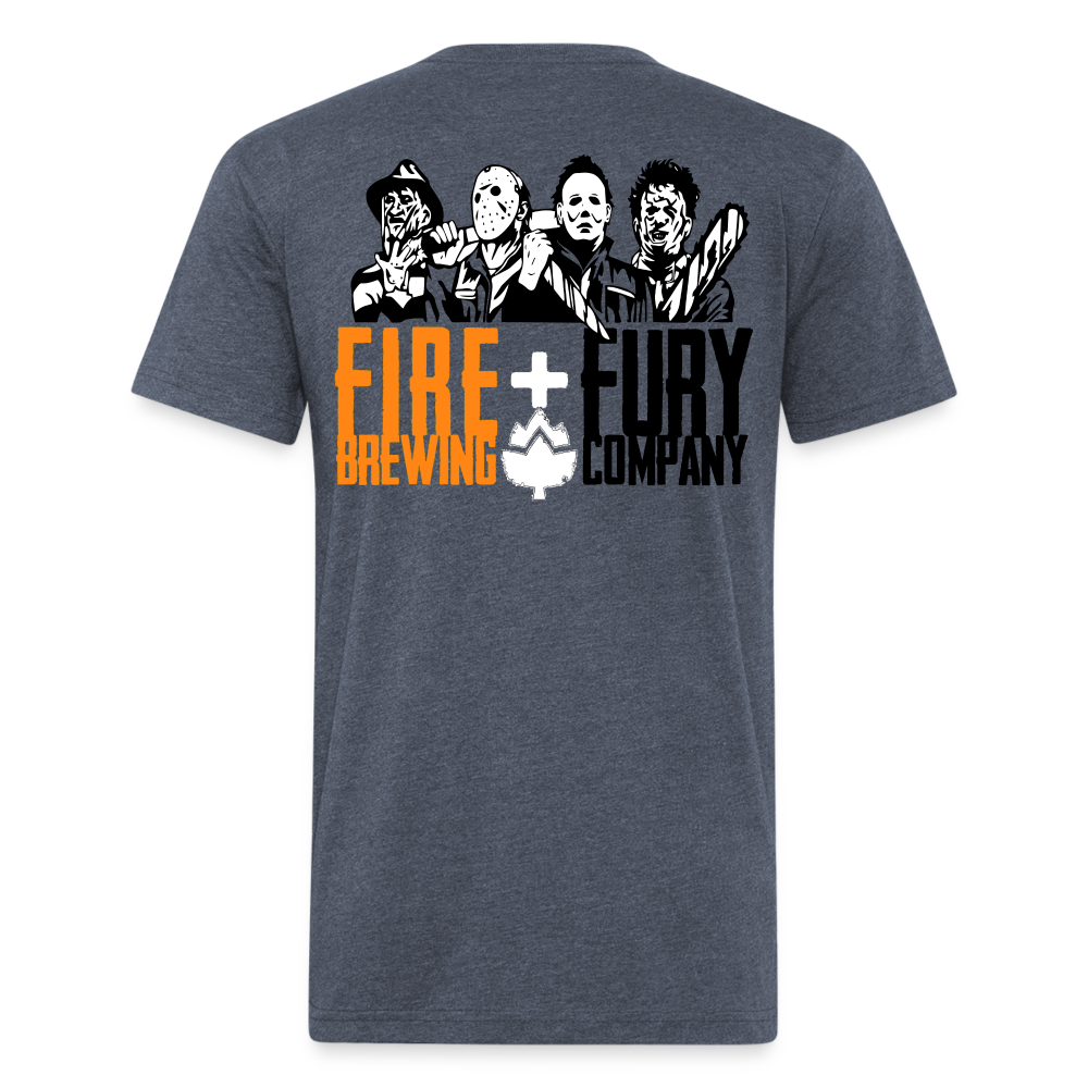 Fire + Fury Murder Group Fitted Cotton/Poly T-Shirt by Next Level - heather navy