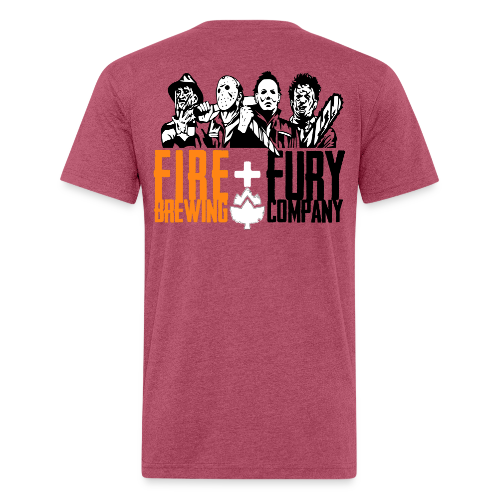 Fire + Fury Murder Group Fitted Cotton/Poly T-Shirt by Next Level - heather burgundy