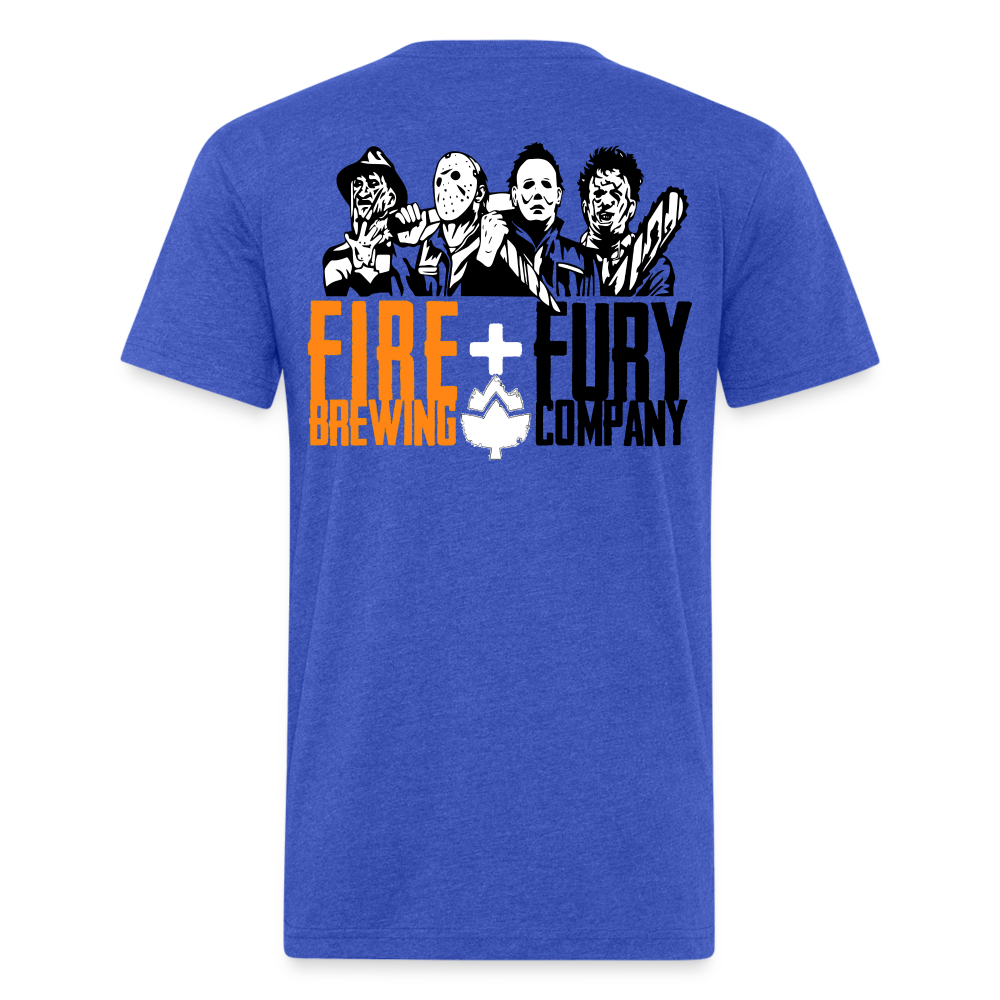 Fire + Fury Murder Group Fitted Cotton/Poly T-Shirt by Next Level - heather royal