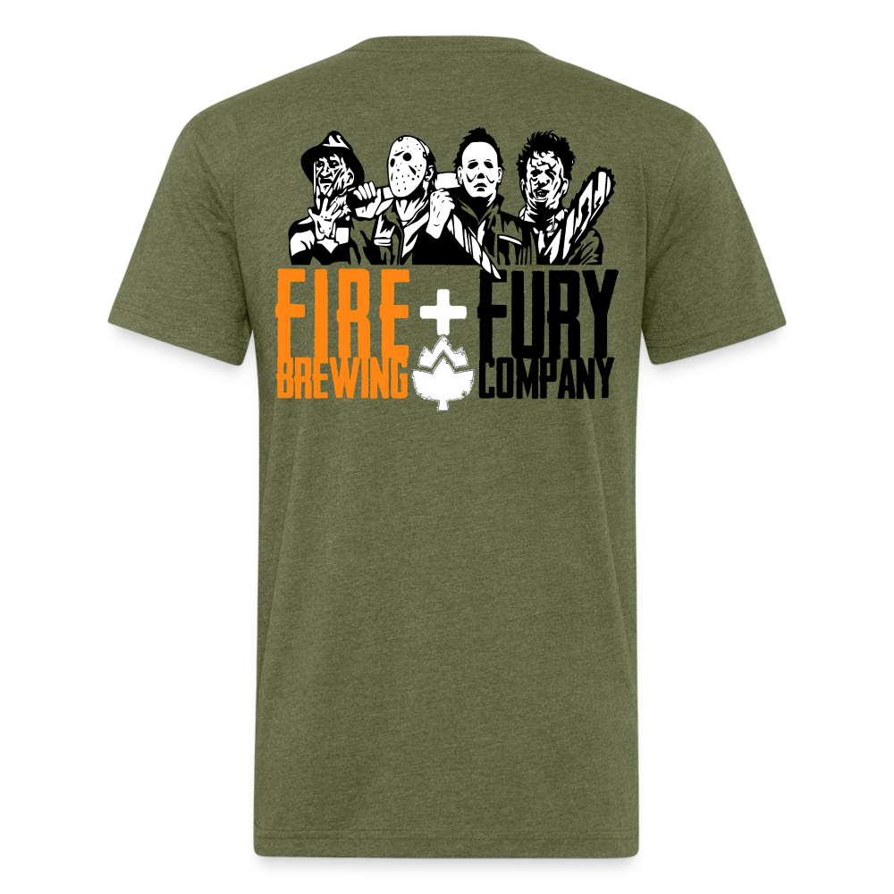 Fire + Fury Murder Group Fitted Cotton/Poly T-Shirt by Next Level - heather military green