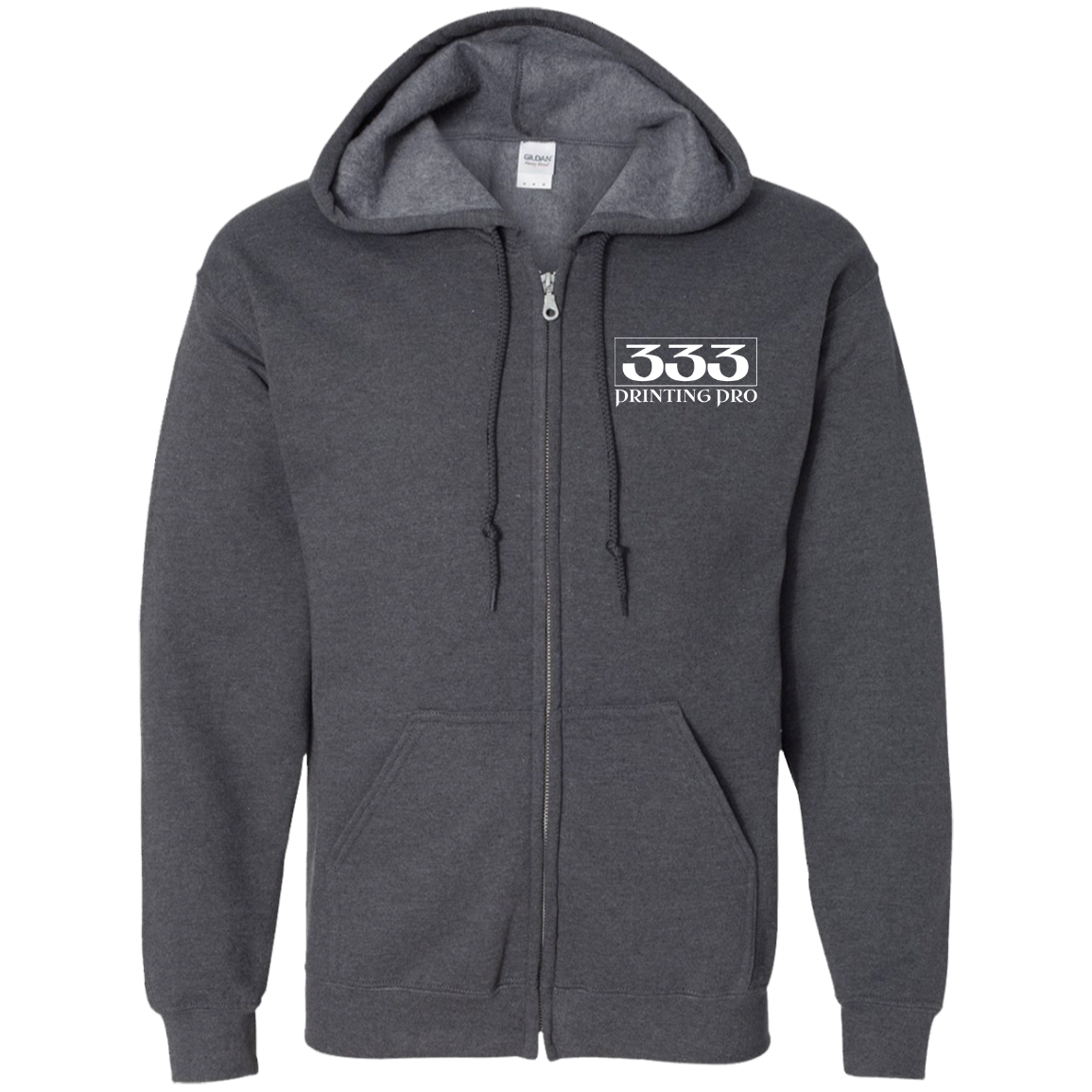 333 Printing Pro G186 Embroidered Zip Up Hooded Sweatshirt