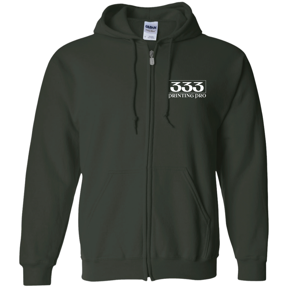 333 Printing Pro G186 Embroidered Zip Up Hooded Sweatshirt