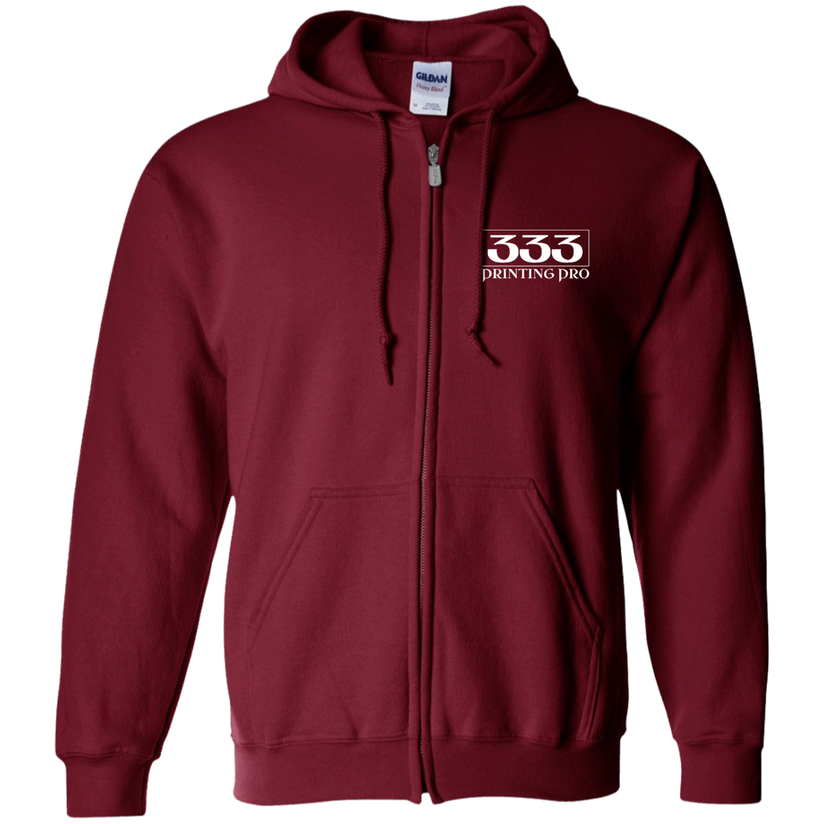 333 Printing Pro G186 Embroidered Zip Up Hooded Sweatshirt