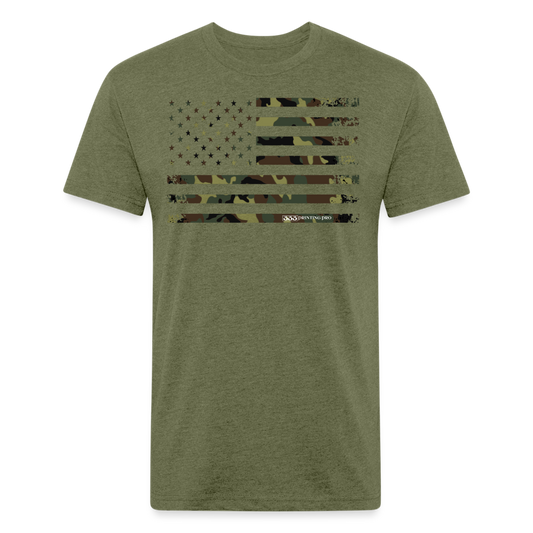 Camo Flag Fitted Cotton/Poly T-Shirt by Next Level - heather military green